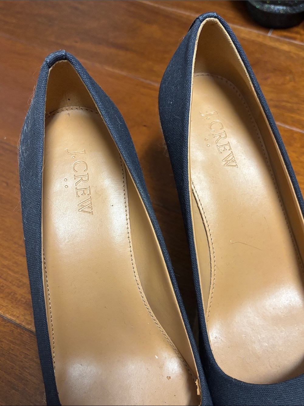 J. Crew Navy Blue Canvas Espadrille Wedge Pumps - Picture 2 of 3